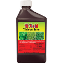Hi-Yield botella 16 oz frente mostrando etiqueta y uso seguro