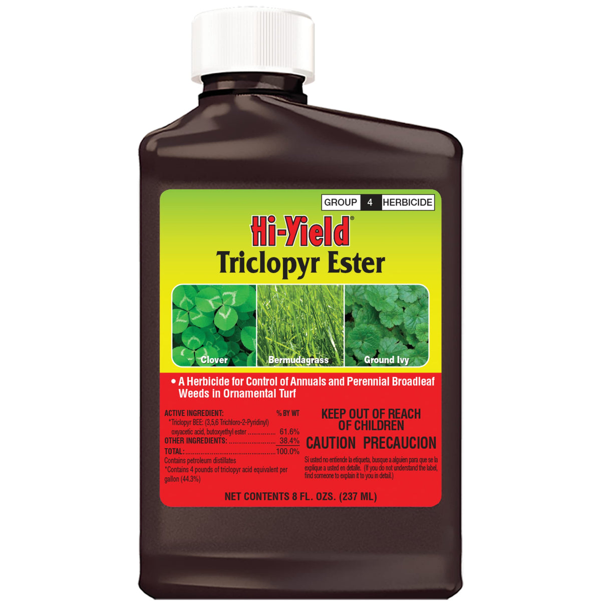 Hi-Yield frasco frontal mostrando concentrado y etiqueta clara para aplicación segura