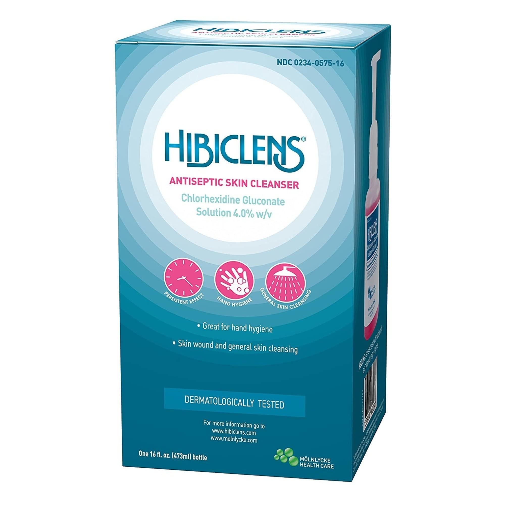 Etiqueta informativa Hibiclens en primer plano con instrucciones y beneficios
