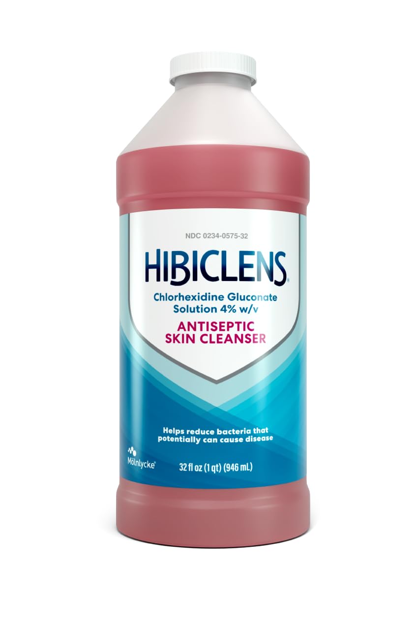 Hibiclens envase frontal 32 oz mostrando etiqueta y tamaño
