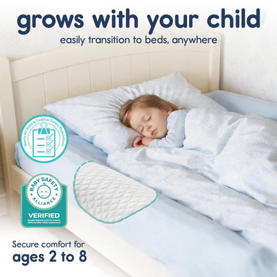 Hiccapop in use on a hotel bed illustrating safe travel sleeping solution