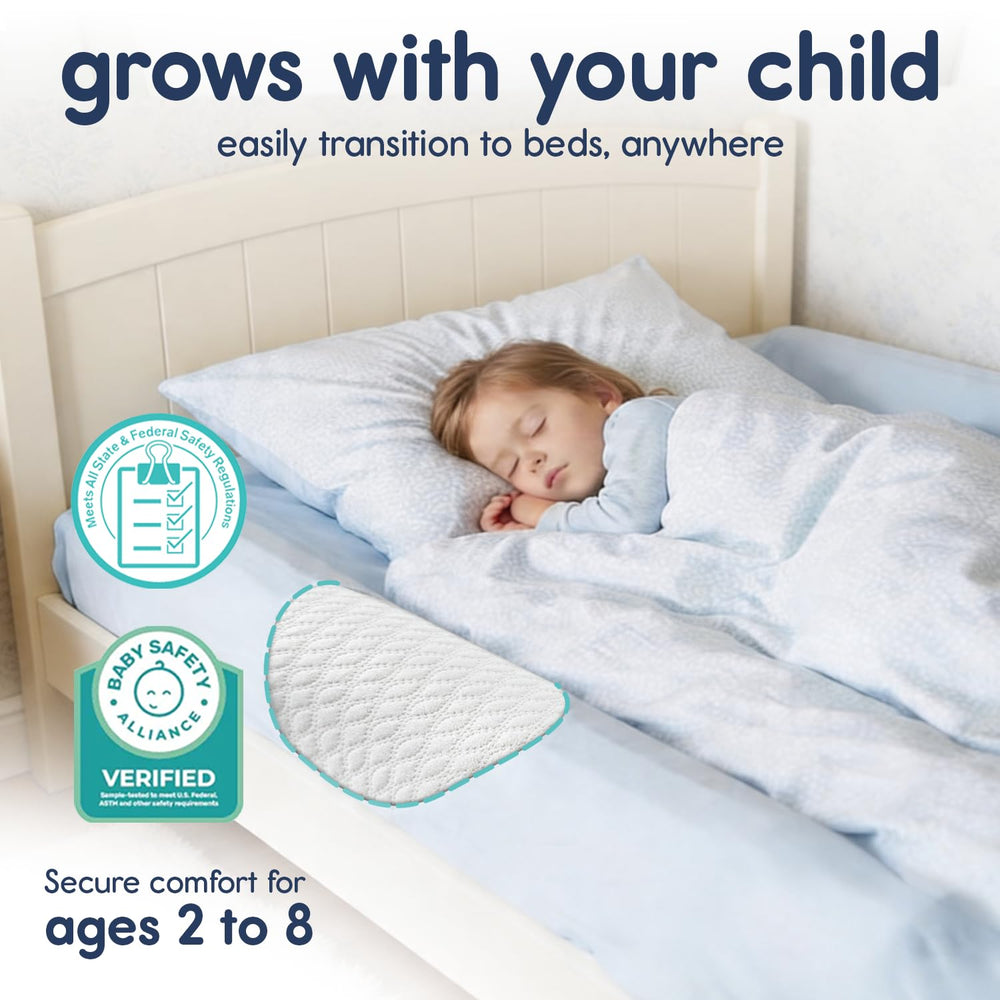 Hiccapop in use on a hotel bed illustrating safe travel sleeping solution