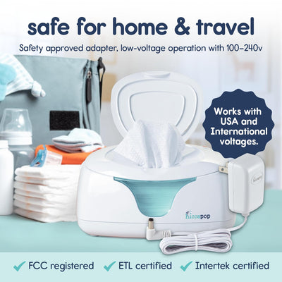 Hiccapop on changing table to show compact size and practical placement