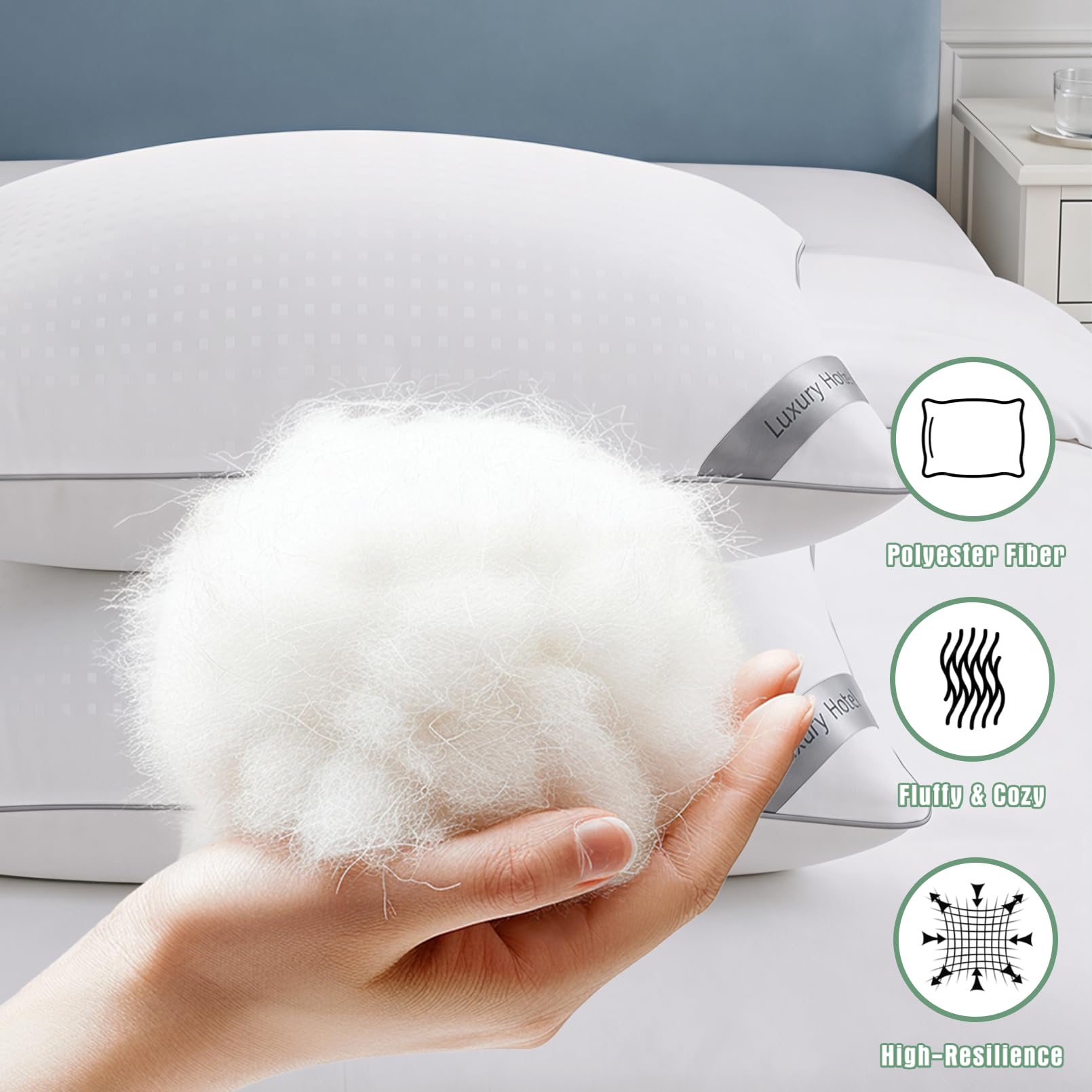 Higoom almohadas en cama matrimonial mostrando soporte y confort nocturno