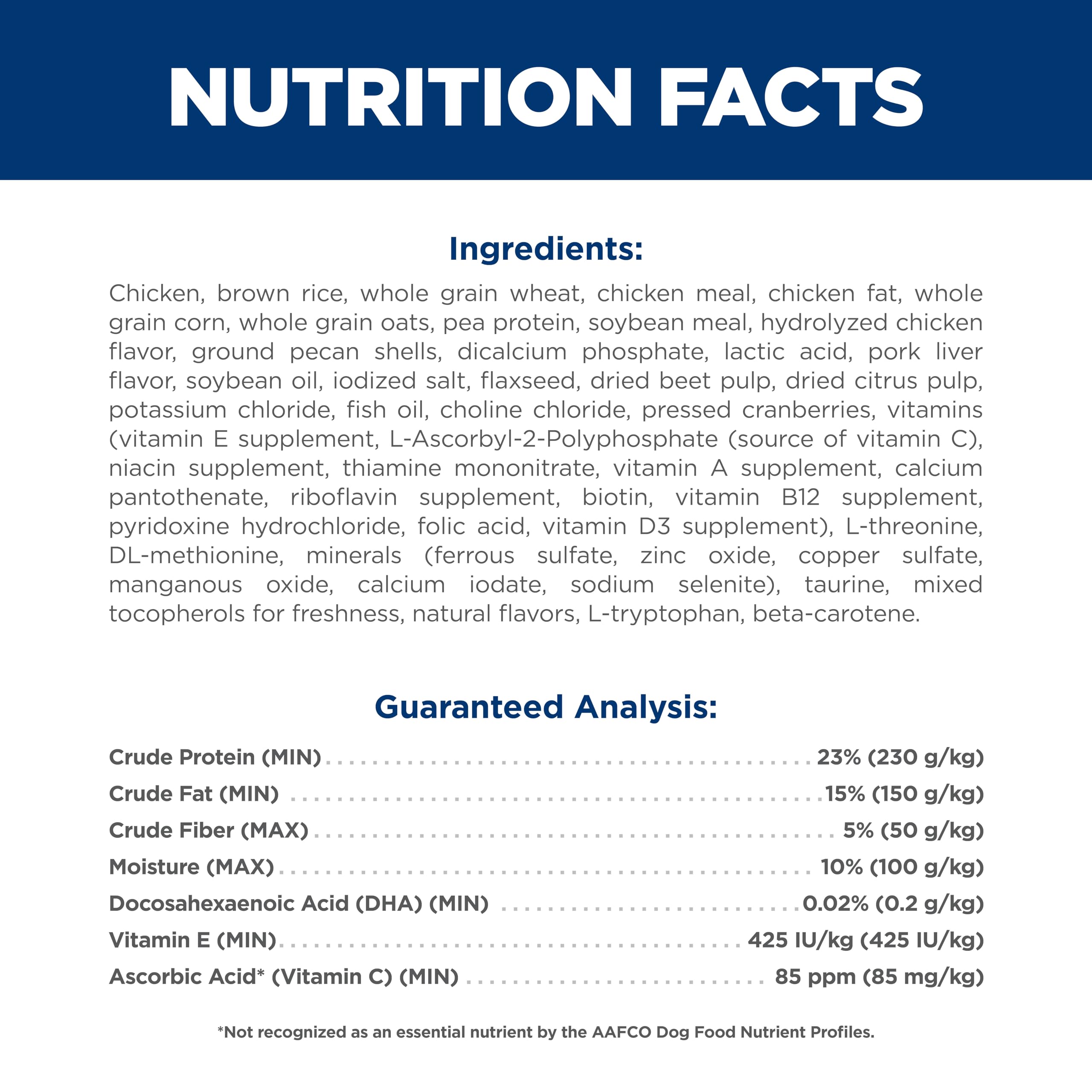 Hill's Science Diet ingredientes principales pollo y arroz integral, sabor natural