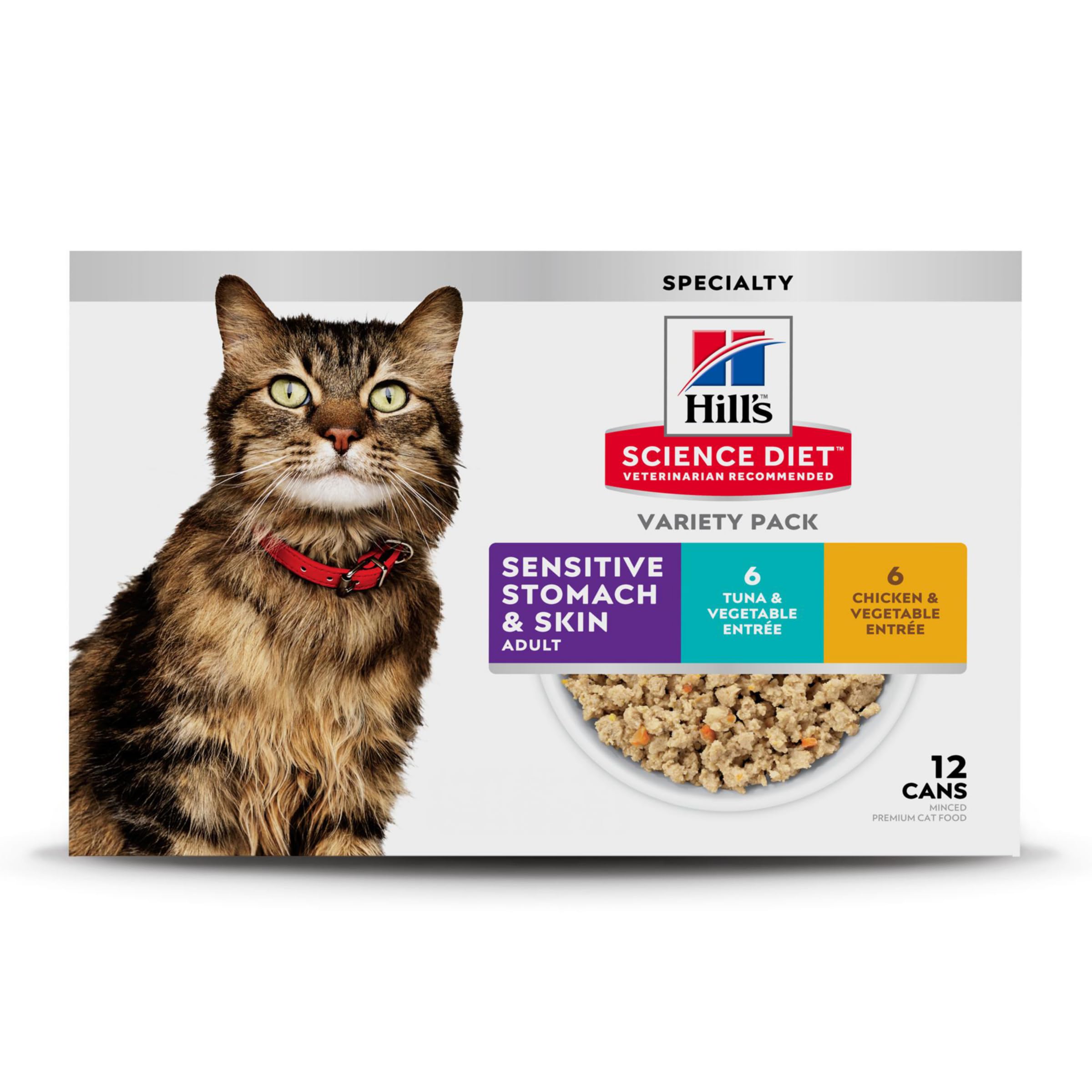 Hill's Science Diet frontal del pack variado mostrando latas y beneficios digestivos