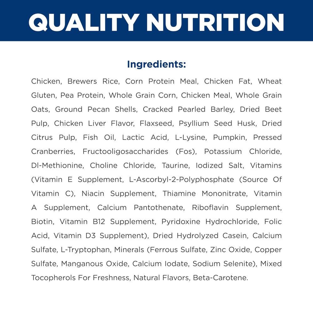 HILL'S PRESCRIPTION DIET ingredientes principales visibles que apoyan microbioma intestinal