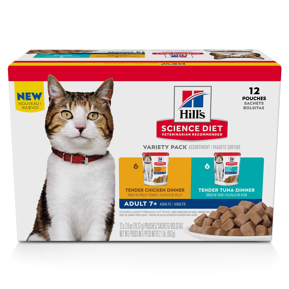 Hill's Science Diet front packaging showing variety pack and senior focus benefits