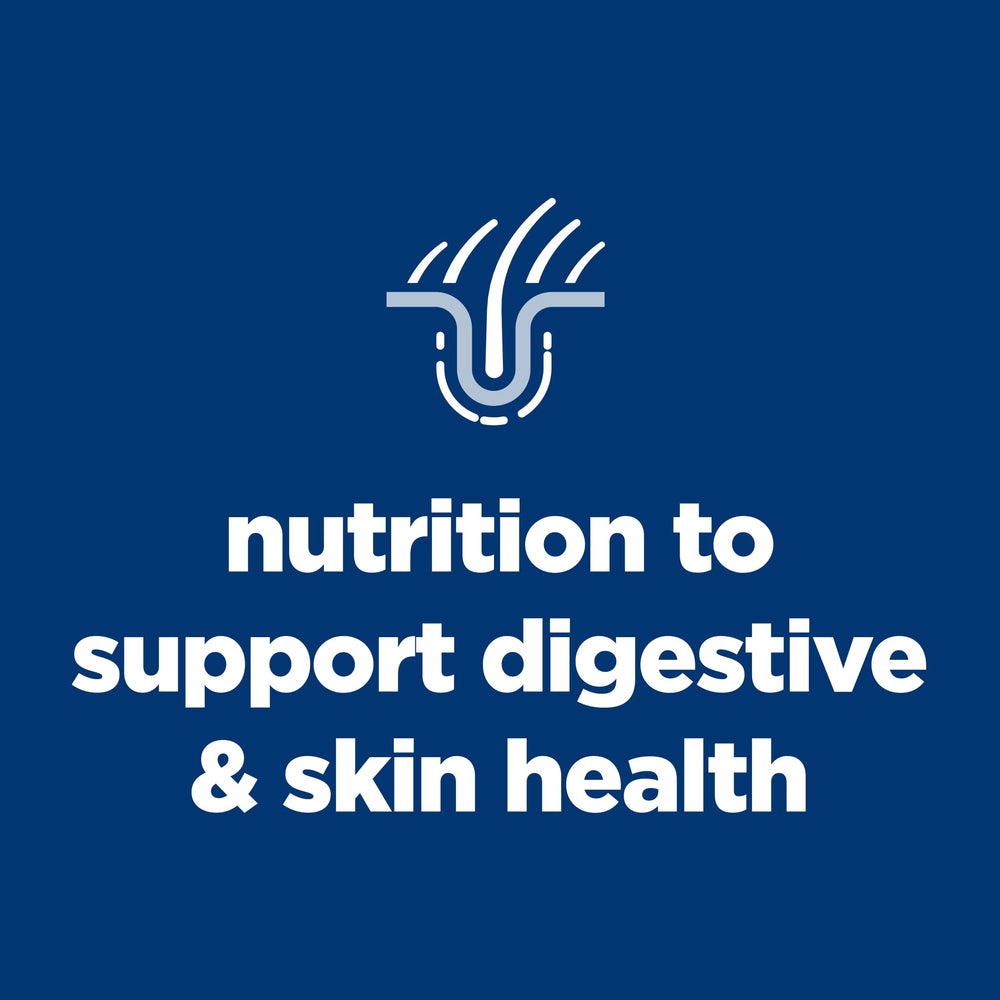 Hill's Science Diet etiqueta con ingredientes clave y ventajas para piel