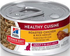 Hill's Science Diet frente de lata mostrando pollo y arroz, beneficios para nutrición