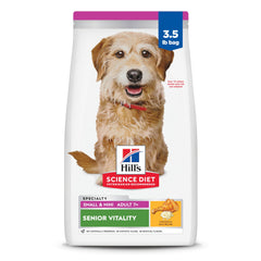 Hill's Science Diet empaque frontal Senior Small & Mini mostrando textura y beneficios