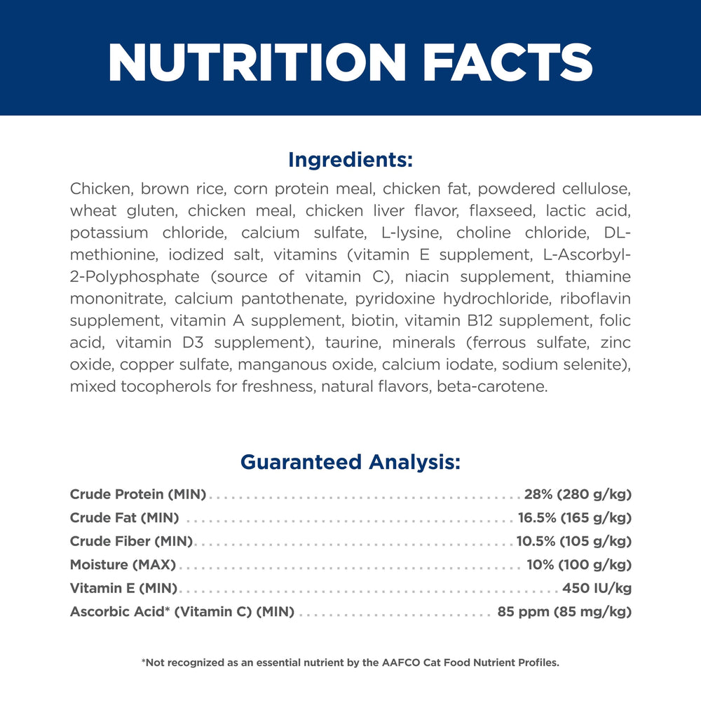 Hill's Science Diet ingredientes: pollo y arroz integral en primer plano