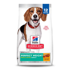 Hill's Science Diet paquete frontal small bites mostrando beneficios de control de peso