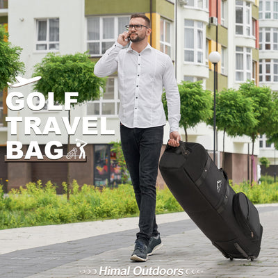 Himal Outdoors travel scene with bag at airport showcasing travel readiness