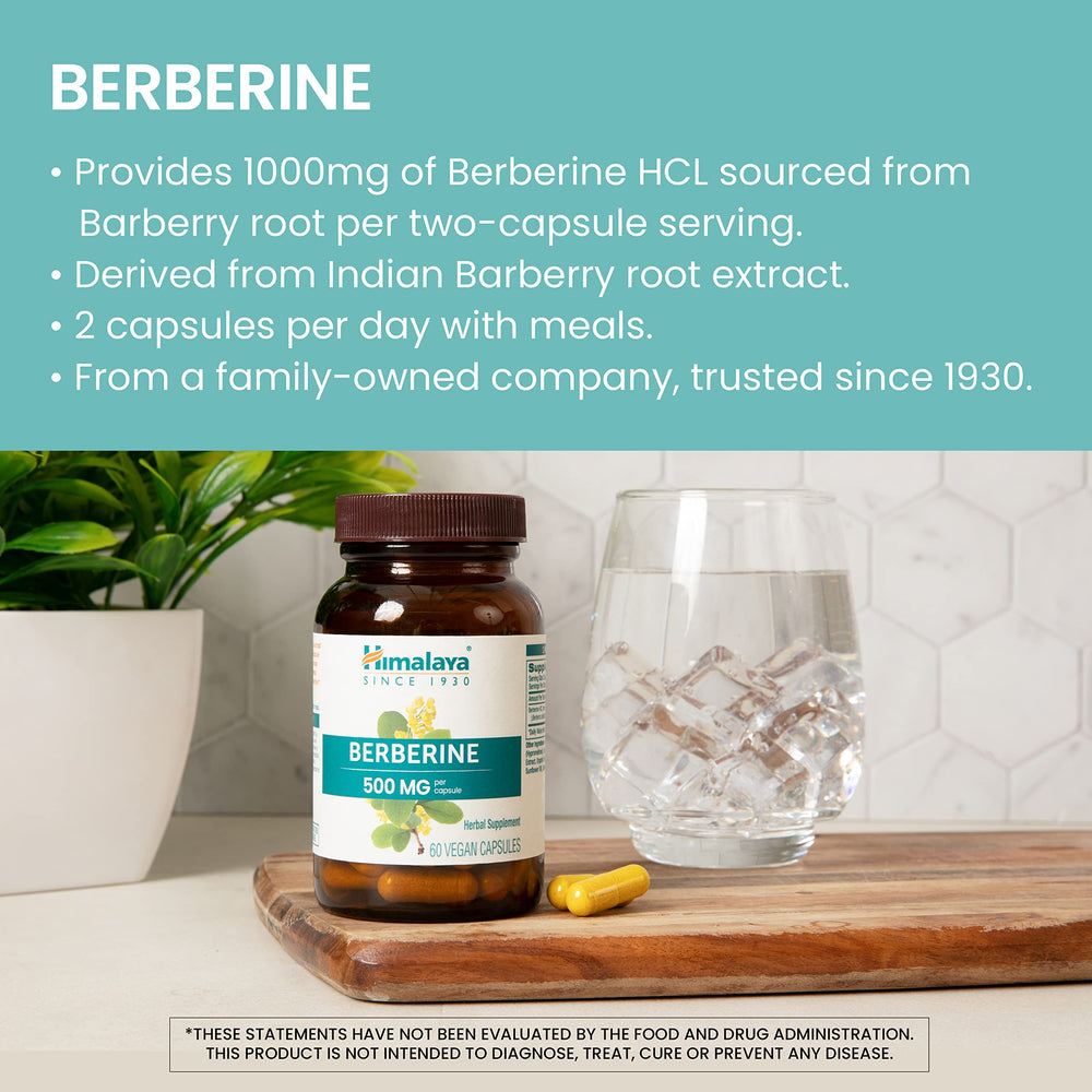 Himalaya etiqueta del producto con información de berberina y certificaciones claras