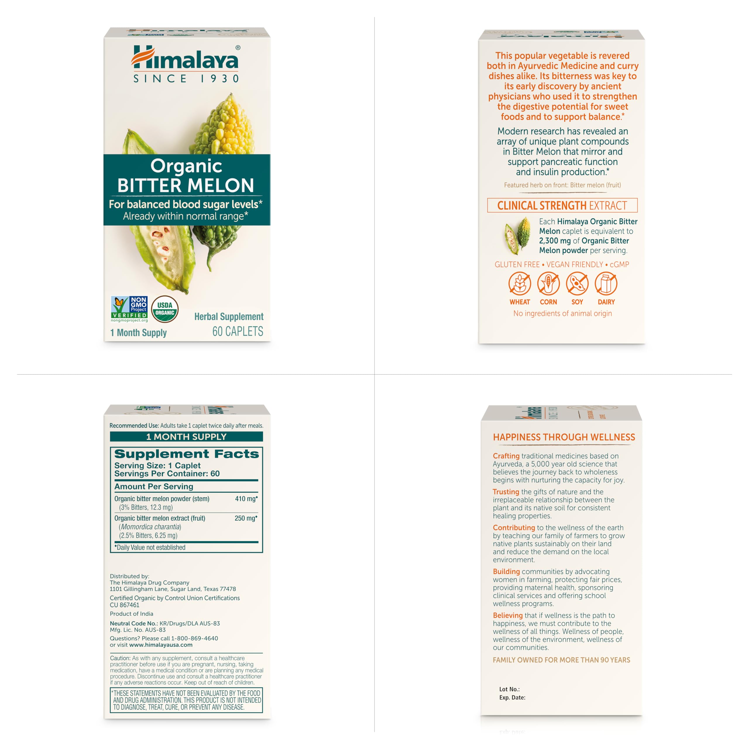 Himalaya empaque lateral con lista de ingredientes y origen