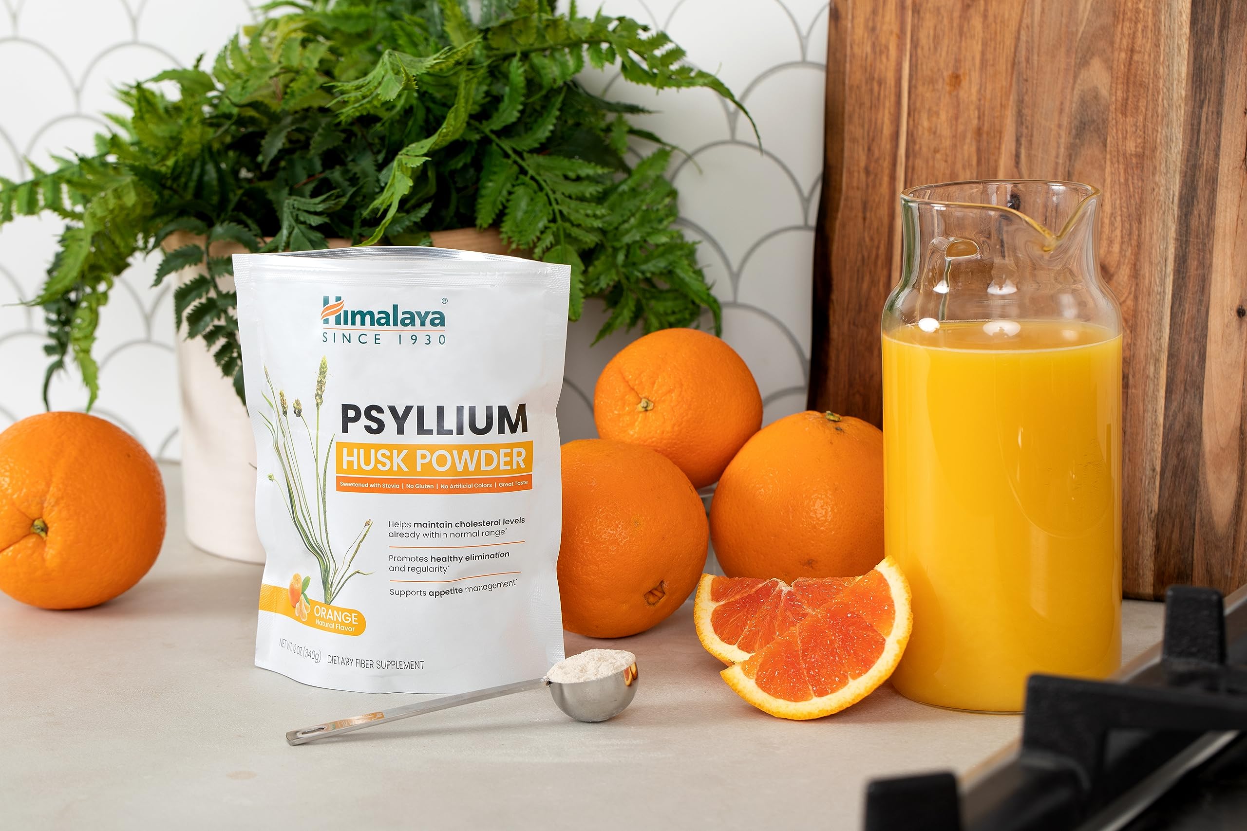 Himalaya polvo integrado en batido de frutas para apoyo digestivo