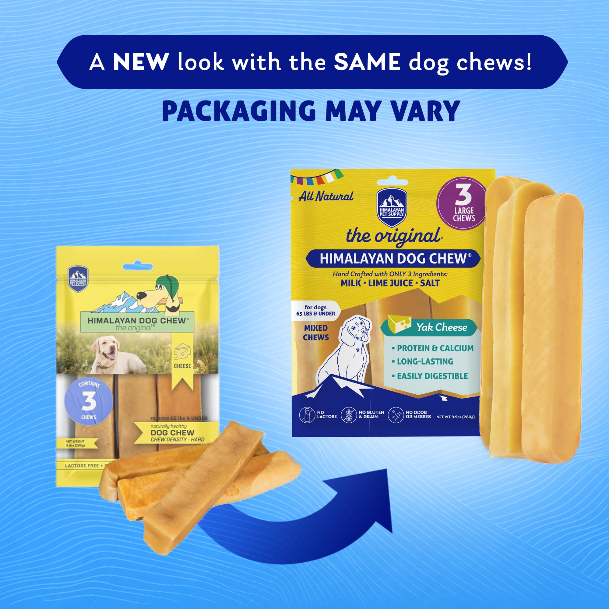 Himalayan Dog Chew presentación con cuatro unidades, variedad en paquete