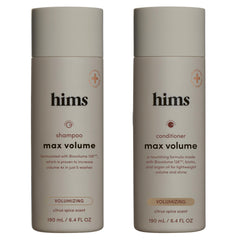 hims envases frontales del set Max Volume mostrando diseño y volumen