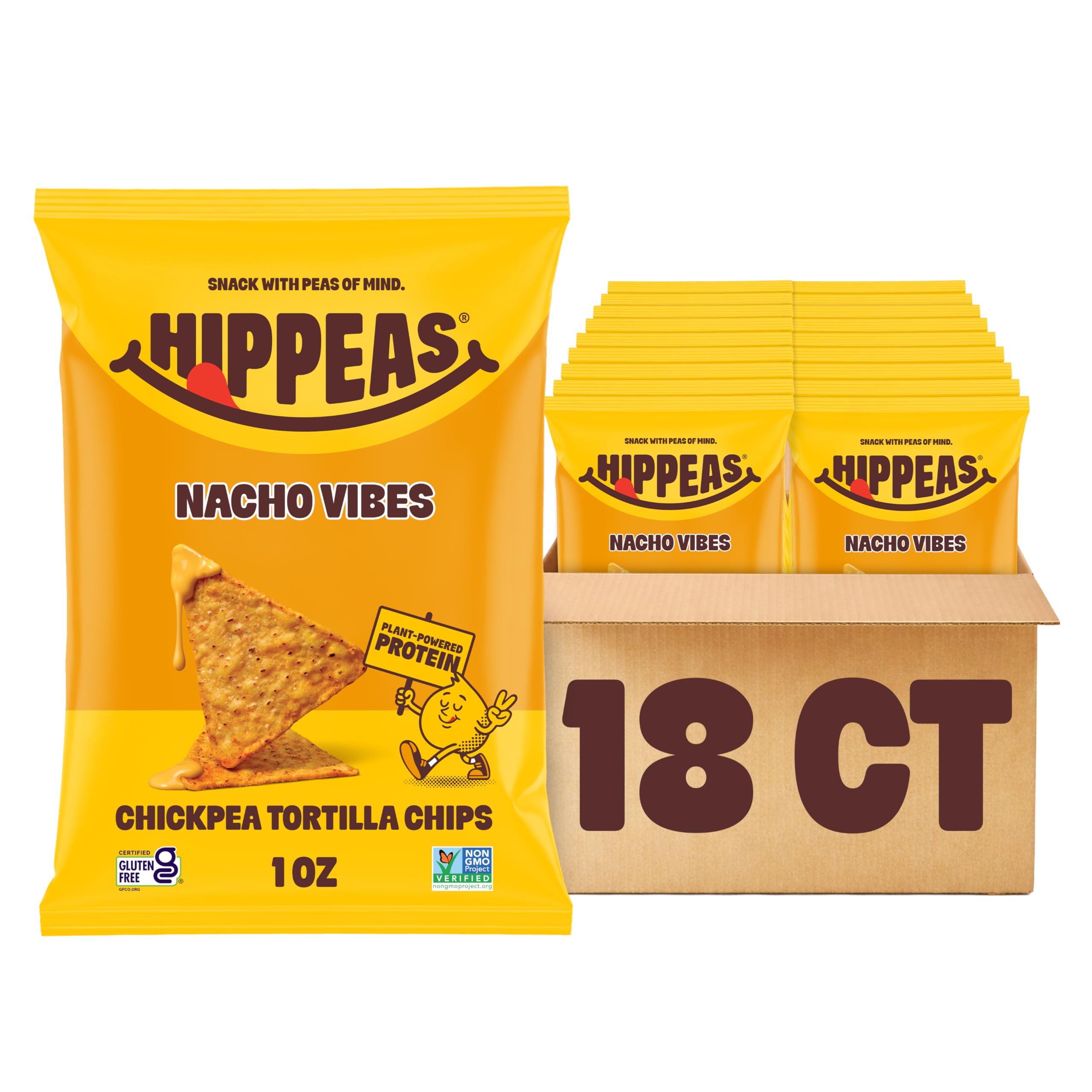 HIPPEAS bolsa frontal mostrando diseño y sabor Nacho Vibes, atractiva en góndola