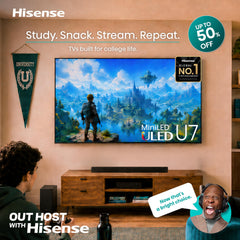 Hisense slim-bezel profile highlighting sleek design and easy wall-mounting benefit
