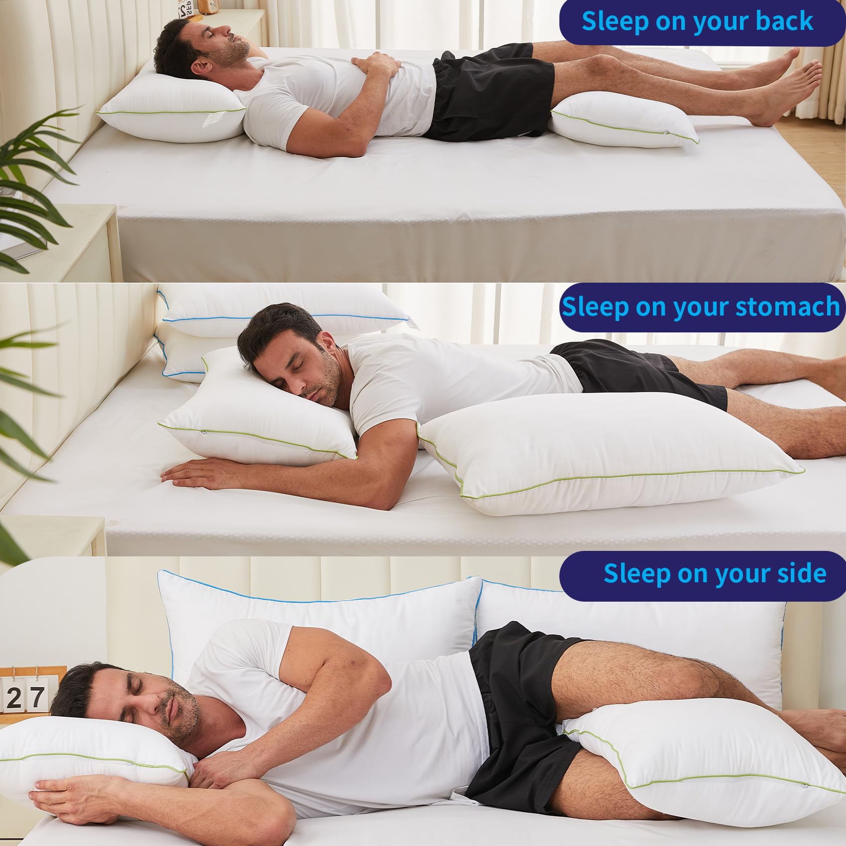 HKYLRAN almohada colocada en cama king mostrando soporte y tamaño