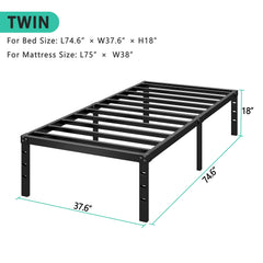 HLIPHA cama con colchón twin colocada en uso demostrando ajuste sin box spring