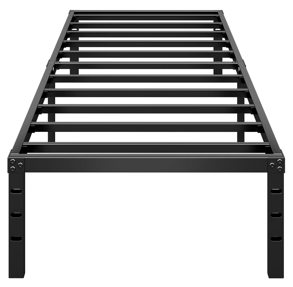 HLIPHA vista frontal de la cama twin mostrando soporte estable y estética minimalista
