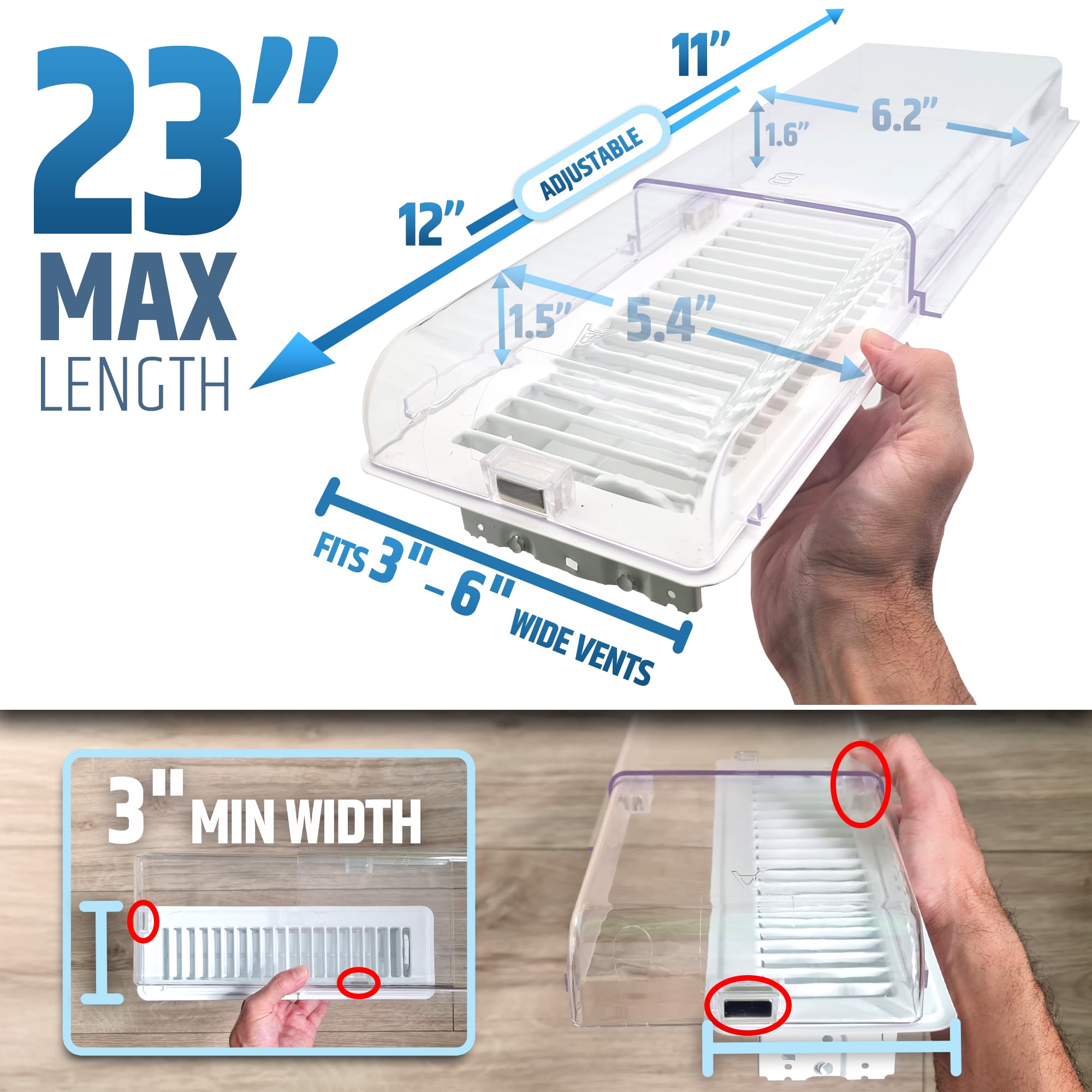 HMmagnets pestañas adhesivas 3M fijando extensor en rejilla plástica