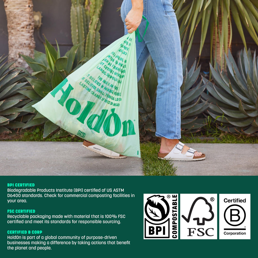 HoldOn bags in a modern kitchen lifestyle scene illustrating eco-friendly everyday use