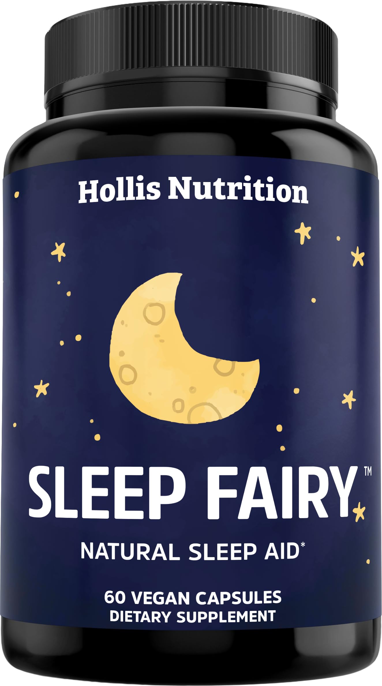Hollis Nutrition frasco frontal con etiqueta clara y beneficios principales