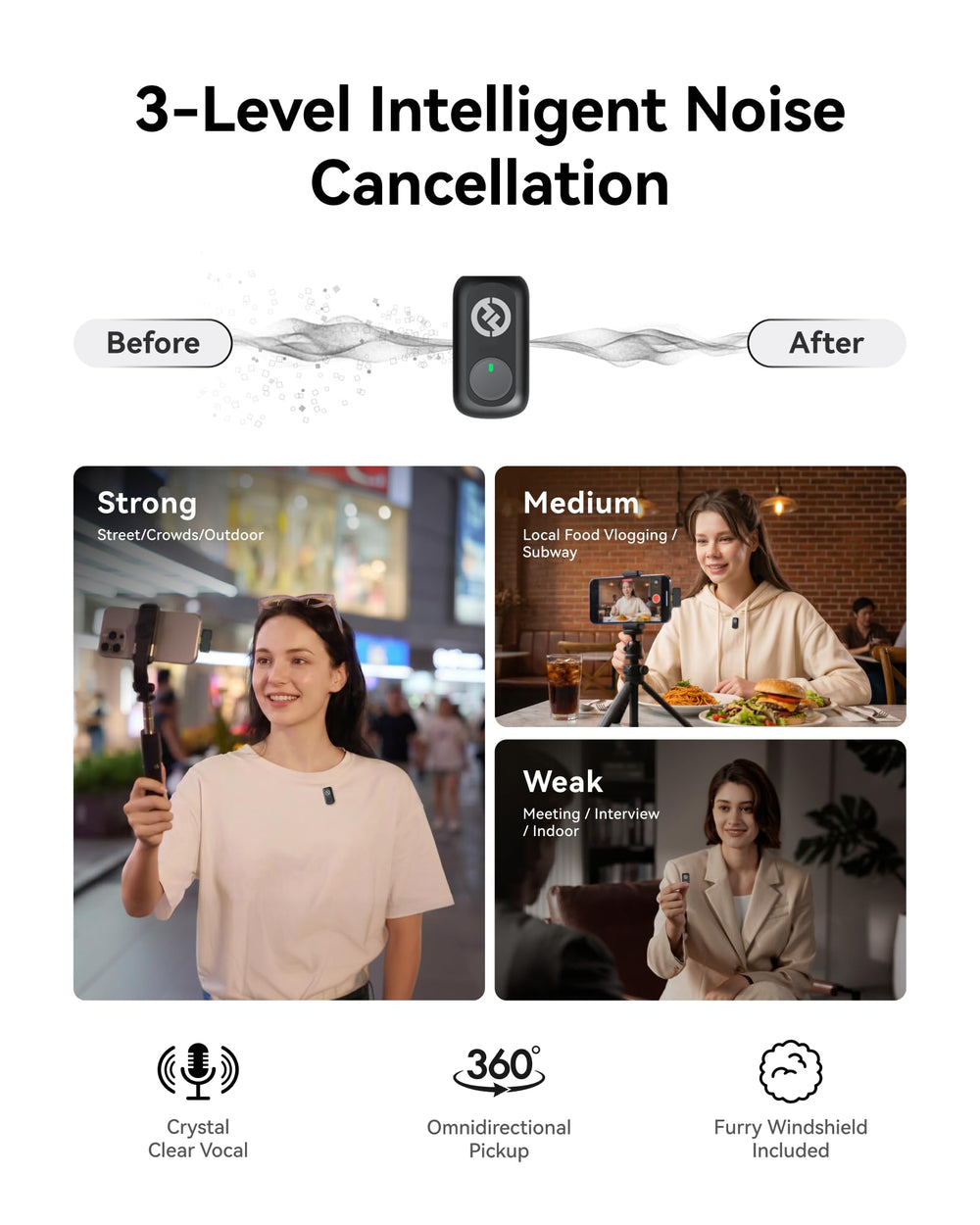 Hollyland Lark A1 receptor USB-C conectado al teléfono asegura transmisión estable