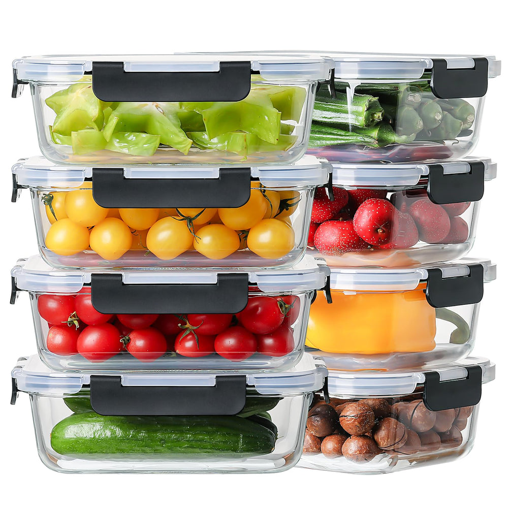 HOMBERKING frontal del paquete de 8 recipientes muestra cantidad y vidrio borosilicato