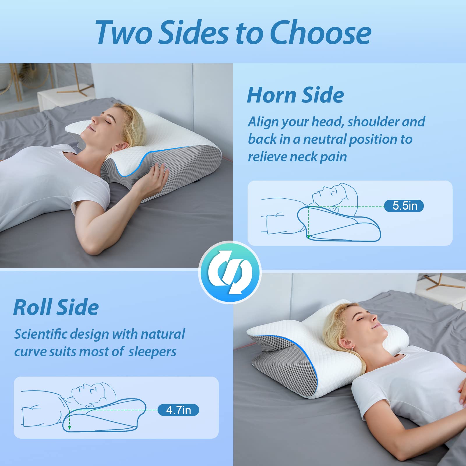 HOMCA durmiente boca arriba con la almohada mostrando soporte cervical