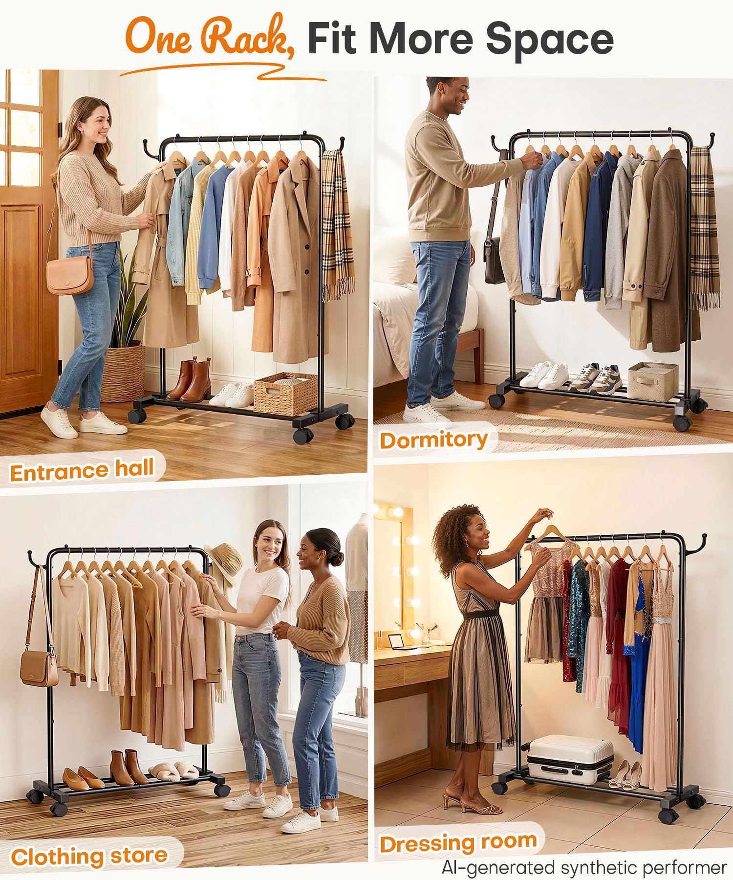 Homde base doble con zapatos organizados y soporte duradero