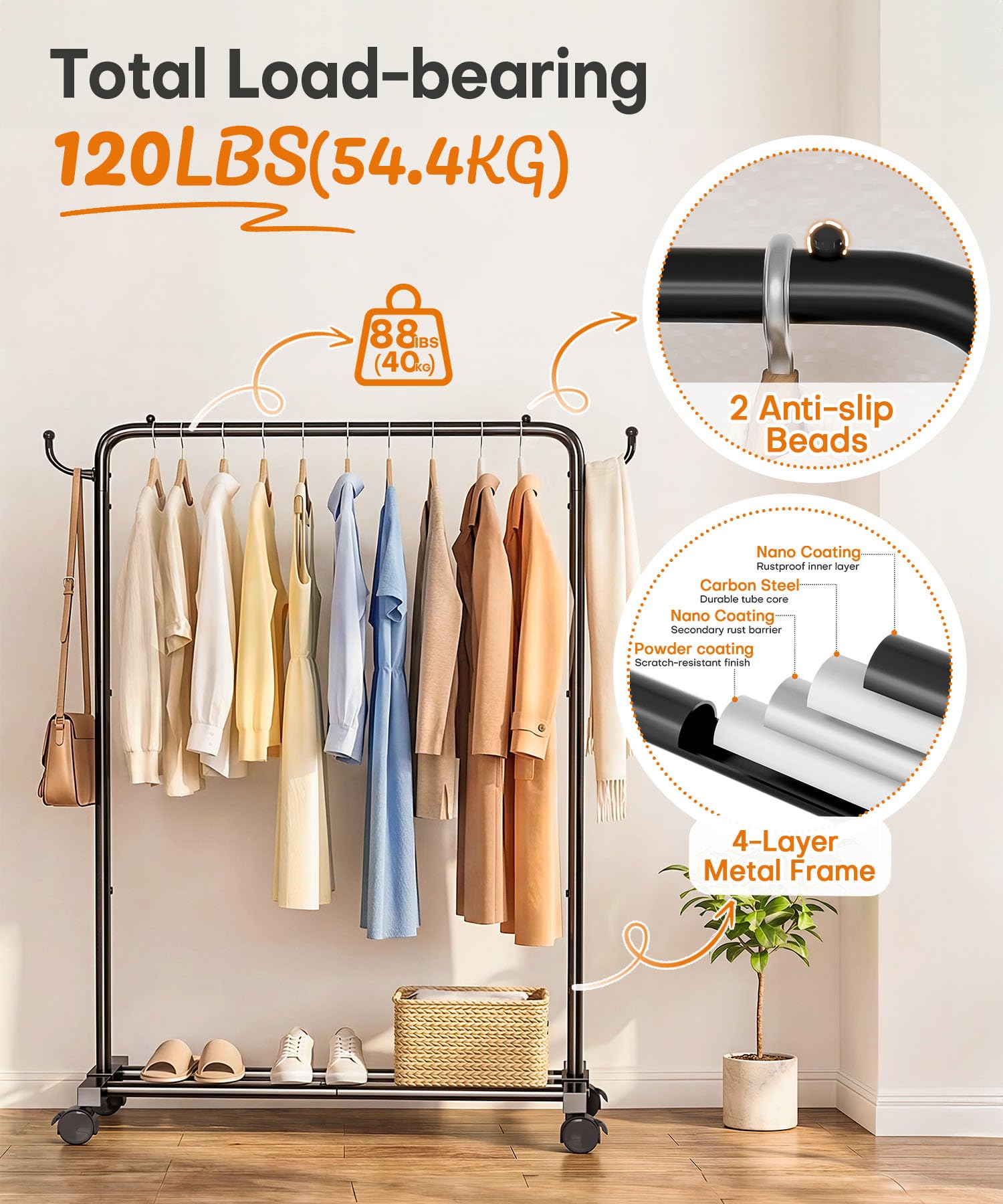 Homde exhibición en tienda pop-up con prendas y fácil desplazamiento