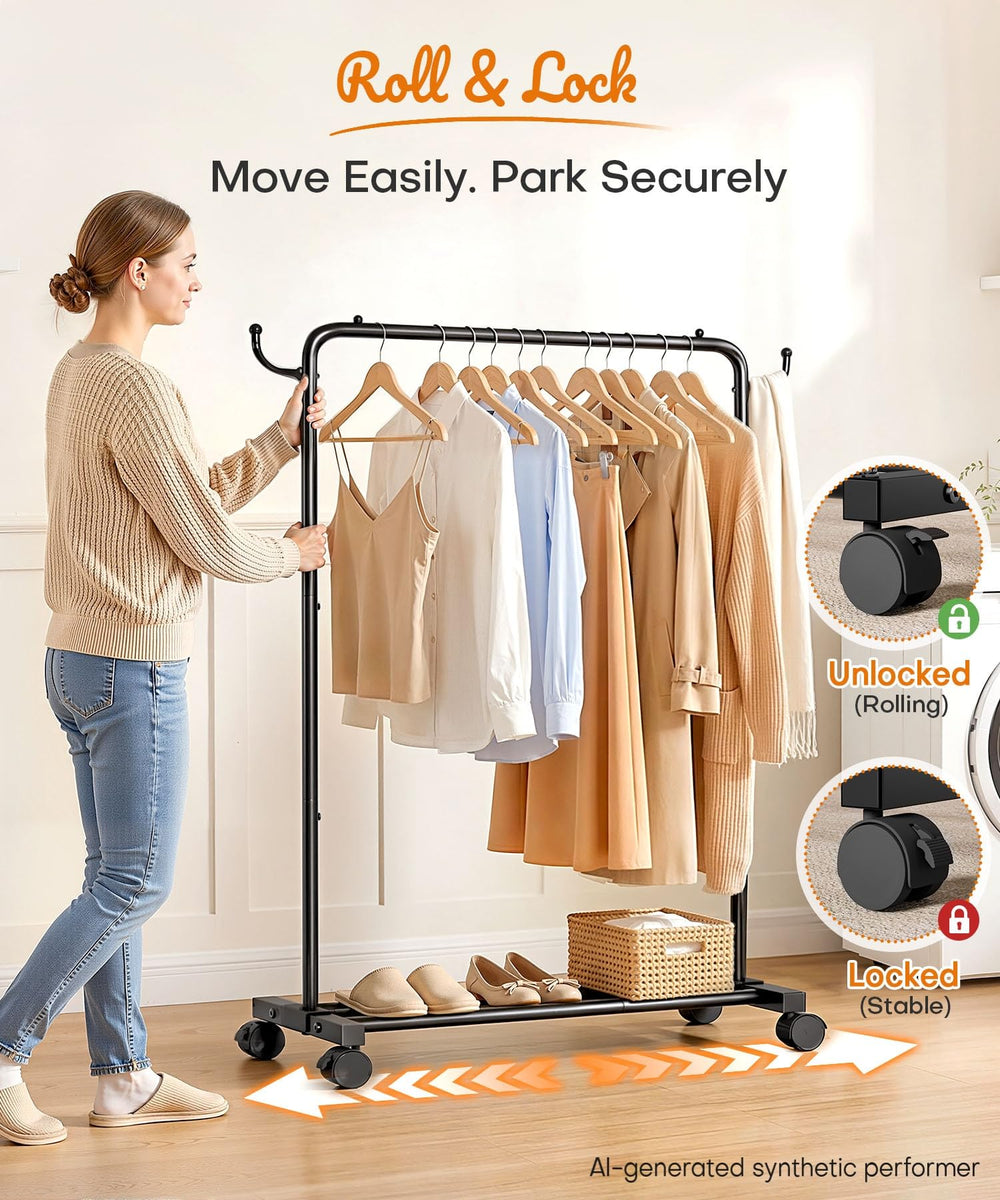 Homde ganchos laterales sosteniendo bolsos y accesorios con orden