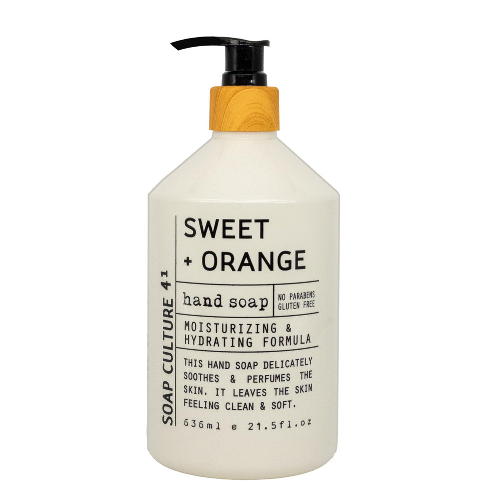 Home & Body Company etiquetas con nombres de fragancias mostrando Sweet Orange y Lavender Thyme