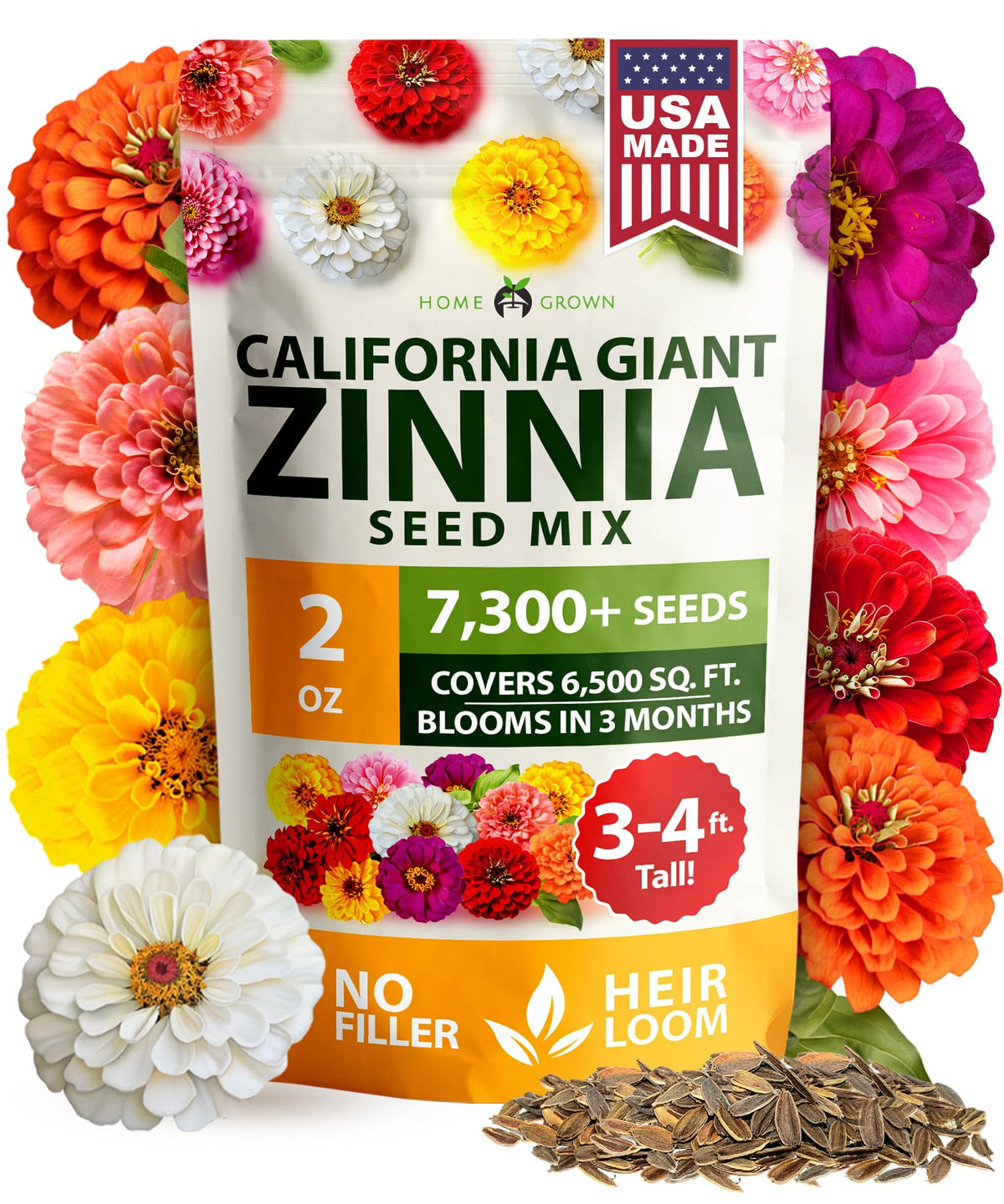 HOME GROWN paquete frontal con semillas California Giant mostrando cantidad y mezcla