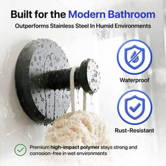 HOME SO hook mounted on glass shower demonstrating secure hold