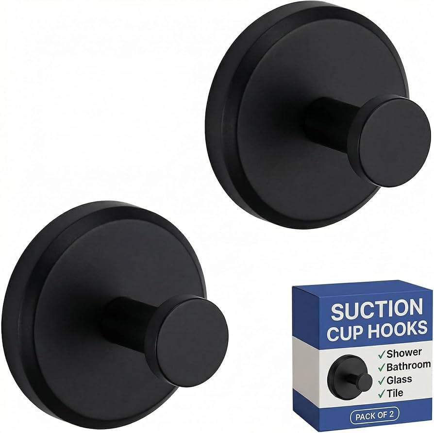 HOME SO front packaging showing 4 black suction cup hooks and benefits
