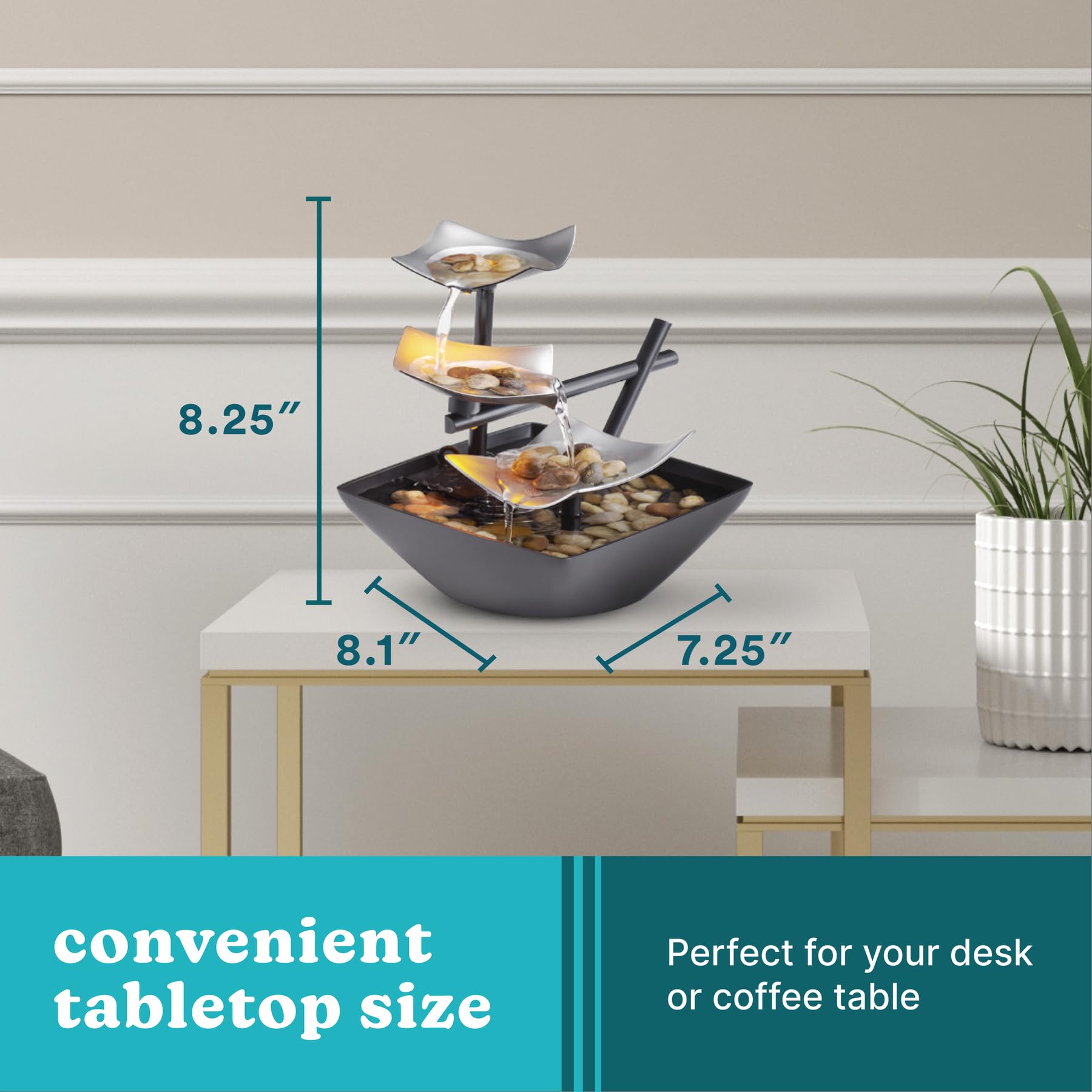 Homedics comparación de tamaño para ver proporciones en una mesa