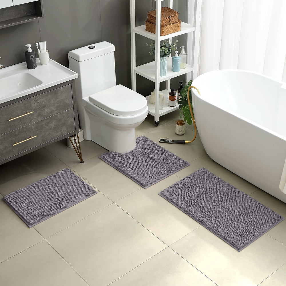 HOMEIDEAS alfombrilla contorno U para inodoro en chenilla gris con buen ajuste