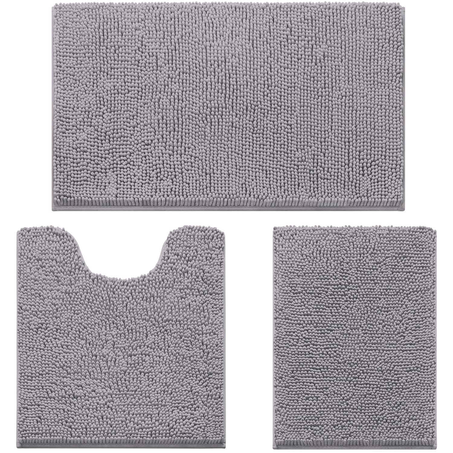 HOMEIDEAS alfombrilla frontal grande en chenilla gris mostrando absorción y confort