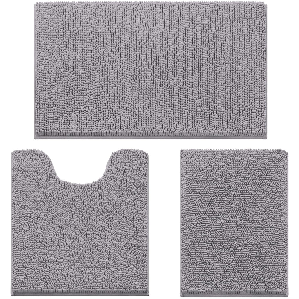 HOMEIDEAS alfombrilla frontal grande en chenilla gris mostrando absorción y confort