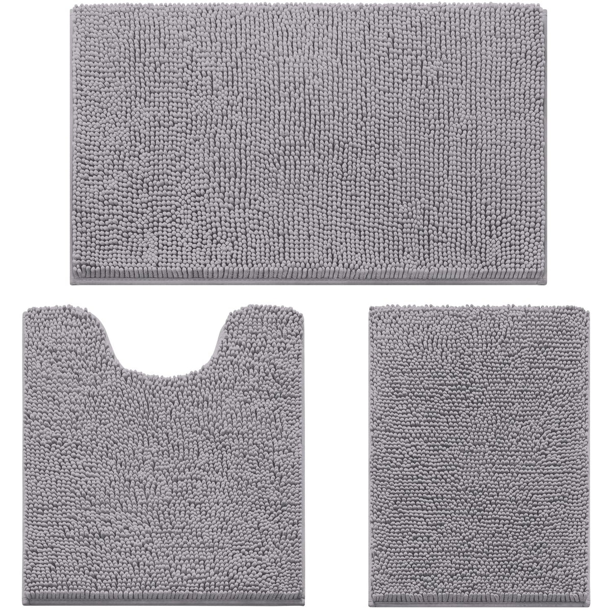 HOMEIDEAS alfombrilla frontal grande en chenilla gris mostrando absorción y confort