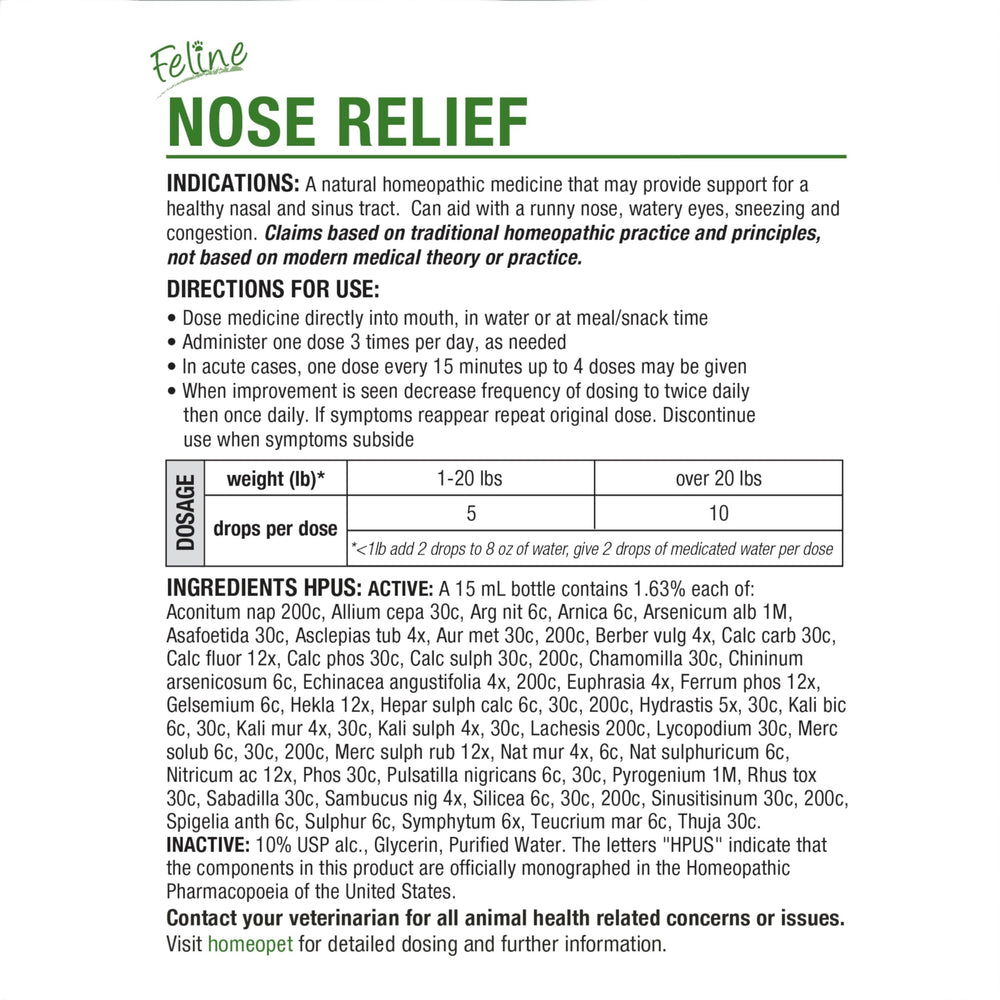 HomeoPet Feline Nose Relief en entorno veterinario transmitiendo confianza y uso responsable