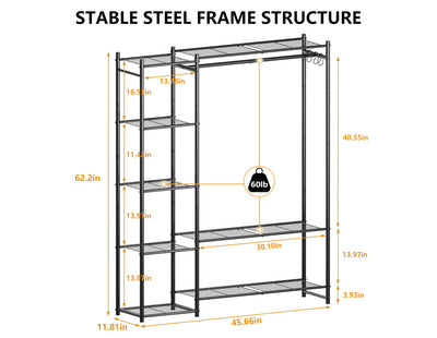HOMIDEC hanging rod detail showing strong steel rod that prevents garment creasing