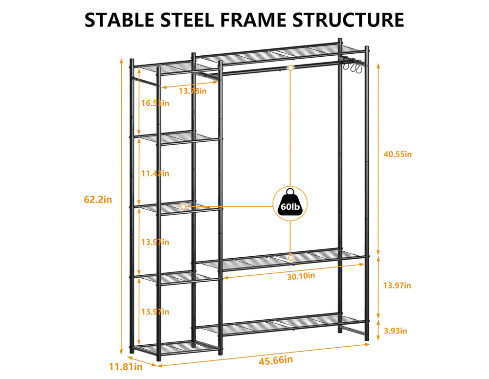 HOMIDEC hanging rod detail showing strong steel rod that prevents garment creasing