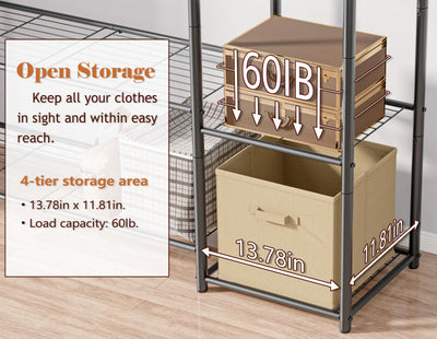 HOMIDEC top shelf with luggage demonstrating extra storage for suitcases